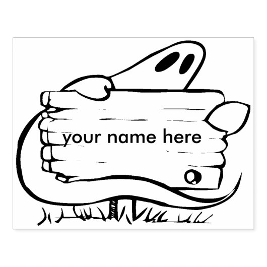 Ghost met wegwijzer 2 illustratie kunststempel rubberstempel (Afrduk)