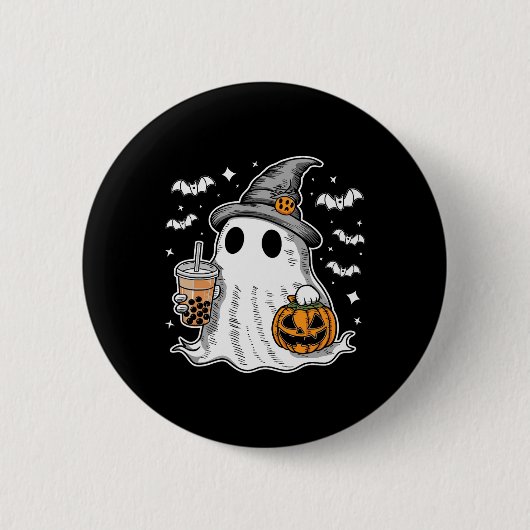 Ghost Milktea Ghost Drink Bubble Tea Ronde Button 5,7 Cm (Voorkant)