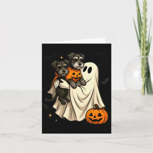Ghost Miniature Schnauzer Dog Halloween Kaart (Voorkant)