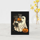 Ghost Miniature Schnauzer Dog Halloween Kaart (Gele Bloem)