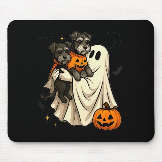 Ghost Miniature Schnauzer Dog Halloween  Muismat (Voorkant)