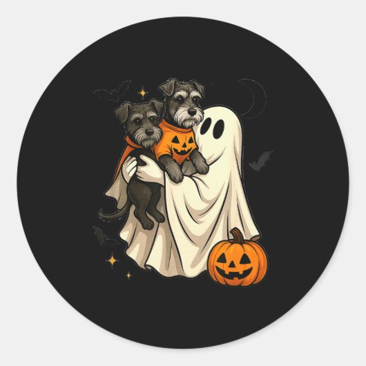 Ghost Miniature Schnauzer Dog Halloween  Ronde Sticker (Voorkant)