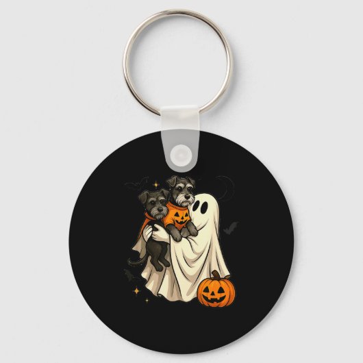 Ghost Miniature Schnauzer Dog Halloween  Sleutelhanger (Voorkant)