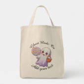 Ghost Mode: On – Large Halloween Candy Bag Tote Bag (Achterkant)