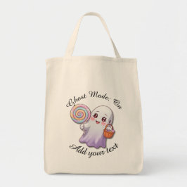 Ghost Mode: On – Large Halloween Candy Bag Tote Bag