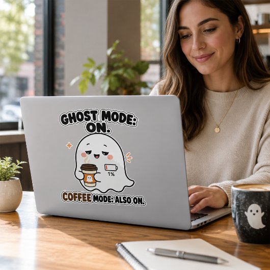 Ghost Modus Aan Coffee Modus Ook Aan Grappige Ghos Sticker