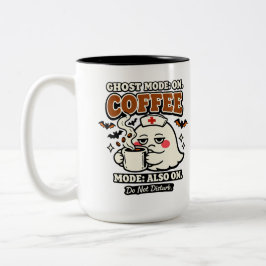 Ghost Modus Aan Koffie Modus Ook Aan Halloween Ver Tweekleurige Koffiemok