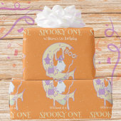 Ghost Moon Boo Spooky Een Halloween 1e Verjaardag Cadeaupapier