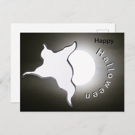 Ghost & Moon Cust. Happy Halloween Briefkaart (Voorkant / Achterkant)