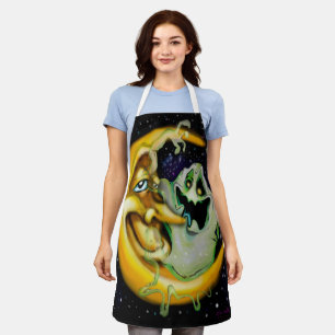 Ghost Moon Halloween Apron Schort