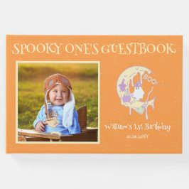 Ghost Moon Spooky One Boy Eerste Verjaardag Hallow Gastenboek