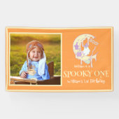 Ghost Moon Spooky One Boy Eerste Verjaardag Hallow Spandoek (Horizontaal)