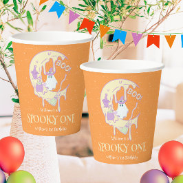 Ghost Moon Spooky One Boy Halloween 1e Verjaardag Papieren Bekers