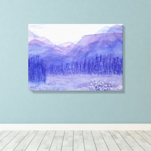 Ghost Mountains Valley Waterverf Landschap Canvas Afdruk (Insitu (Houten vloer))