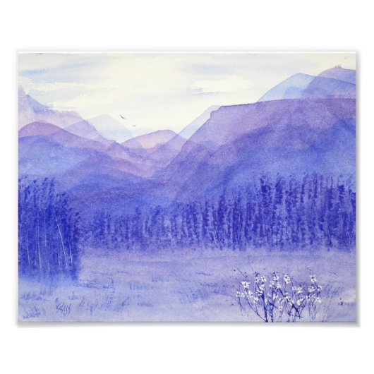 Ghost Mountains Valley Waterverf Landschap Foto Afdruk (Voorkant)