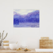 Ghost Mountains Valley Waterverf Landschap Poster (Keuken)