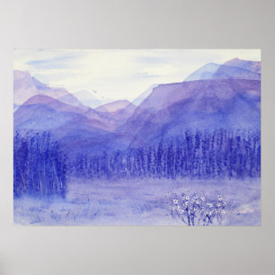 Ghost Mountains Valley Waterverf Landschap Poster