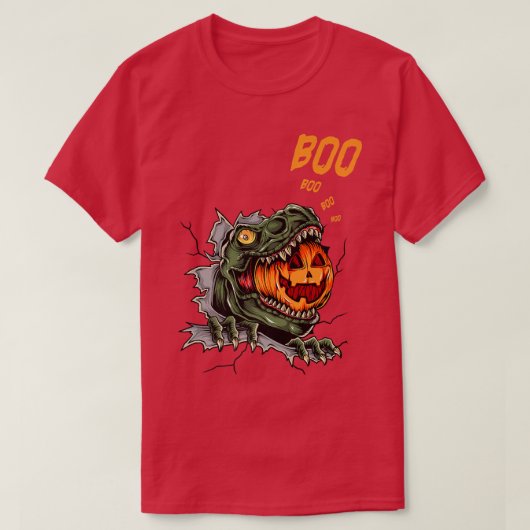 Ghost Mummy Dinosaur Funny Boo Halloween Boys Mann T-shirt (Design voorkant)