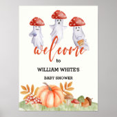 Ghost Mushroom Halloween Baby shower Welkomstbord Poster (Voorkant)