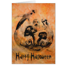 Ghost Mushrooms Halloween Card