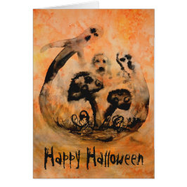Ghost Mushrooms Halloween Card