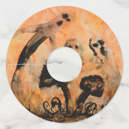 Ghost Mushrooms Papier Wijnglas Labels