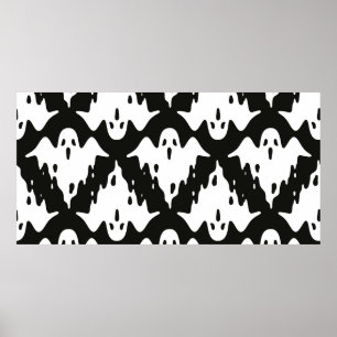 Ghost naadloos patroon Halloween spooky  fl Poster