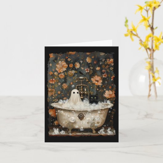 Ghost neemt een bad in Flower Forest tijdens Hallo Kaart (Gele Bloem)