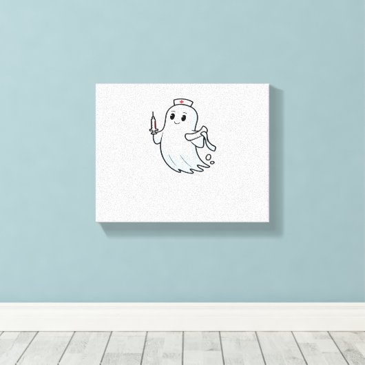 Ghost Nurse Classic T-Shirt_1 Canvas Afdruk (Insitu (Houten vloer))