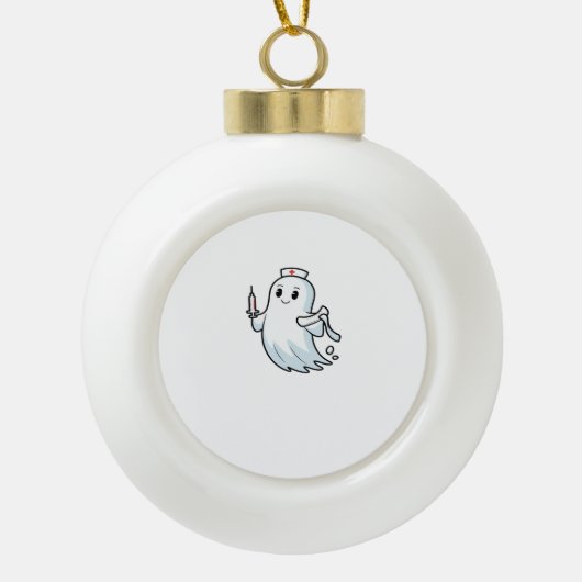 Ghost Nurse Classic T-Shirt_1 Keramische Bal Ornament (Voorkant)
