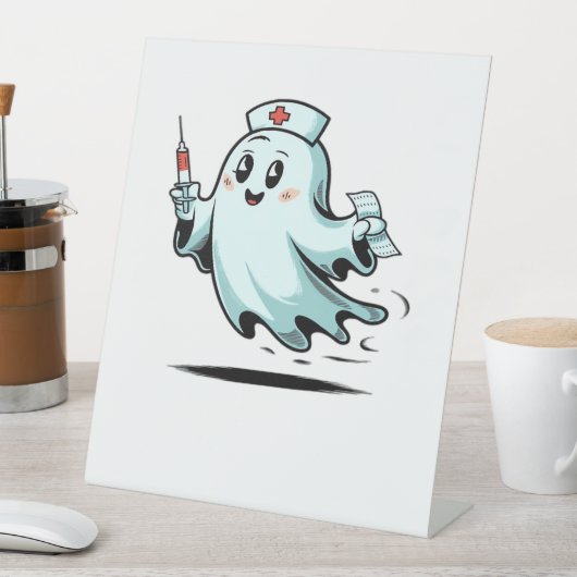 Ghost Nurse Classic T-Shirt_2 Reclamebord Met Voetstuk (Insitu)