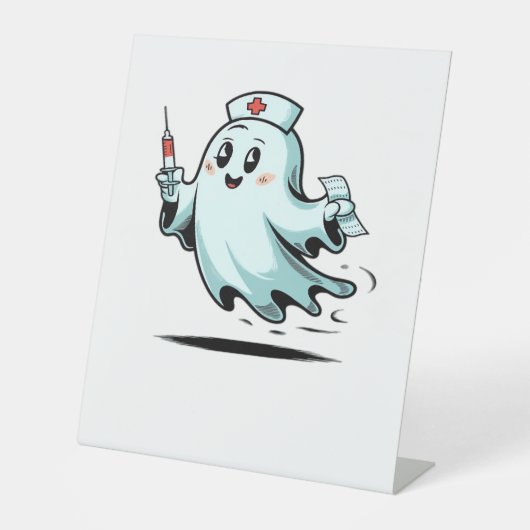 Ghost Nurse Classic T-Shirt_2 Reclamebord Met Voetstuk (Voorkant)