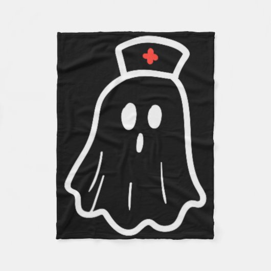 Ghost Nurse Halloween Costume Retro Herfst Scrub T Fleece Deken (Voorkant)