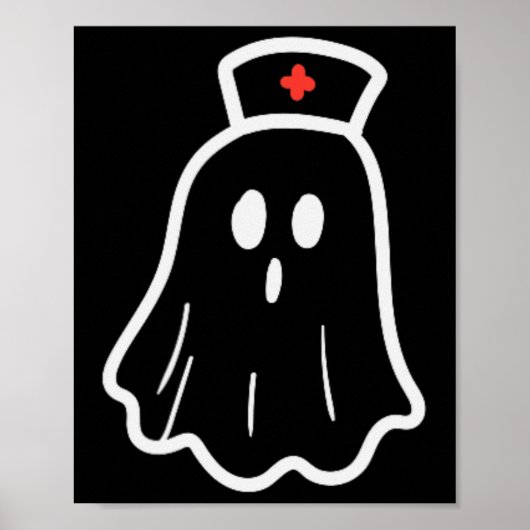 Ghost Nurse Halloween Costume Retro Herfst Scrub T Poster (Voorkant)