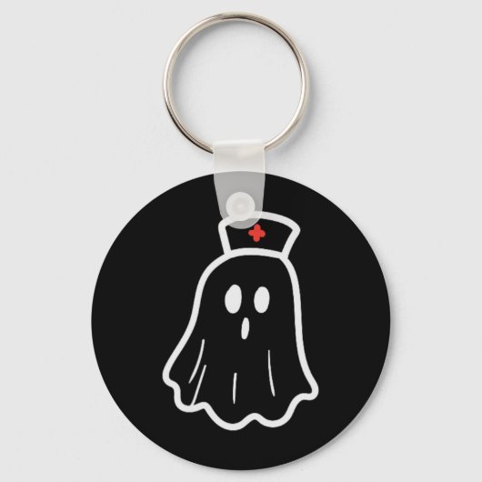 Ghost Nurse Halloween Costume Retro Herfst Scrub T Sleutelhanger (Voorkant)