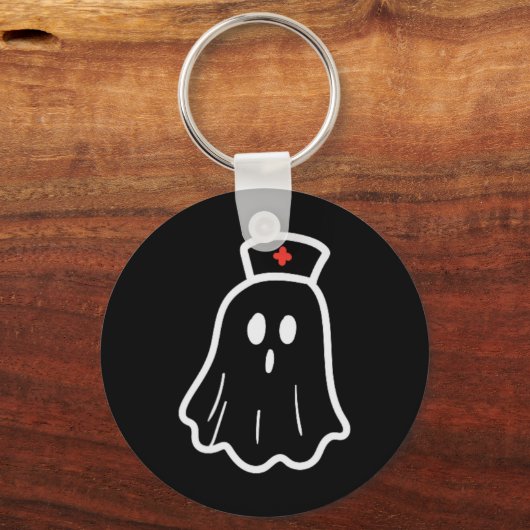 Ghost Nurse Halloween Costume Retro Herfst Scrub T Sleutelhanger (Voorkant)