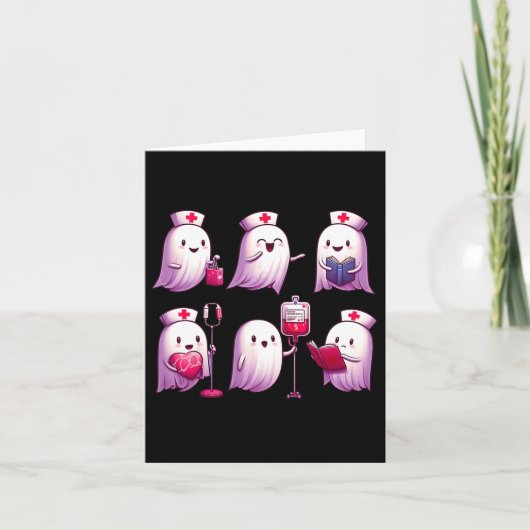 Ghost Nurse Halloween Crew Funny Scrub Er Run Nurs Kaart (Voorkant)