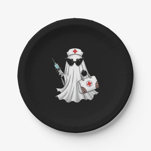 Ghost Nurse Halloween Papieren Bordje (Voorkant)