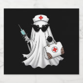 Ghost Nurse Halloween Sparkling Wijnetiket (Enkel label)