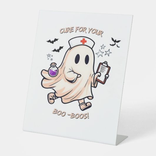 Ghost Nurse met magische drank - remedie voor je l Reclamebord Met Voetstuk (Voorkant)