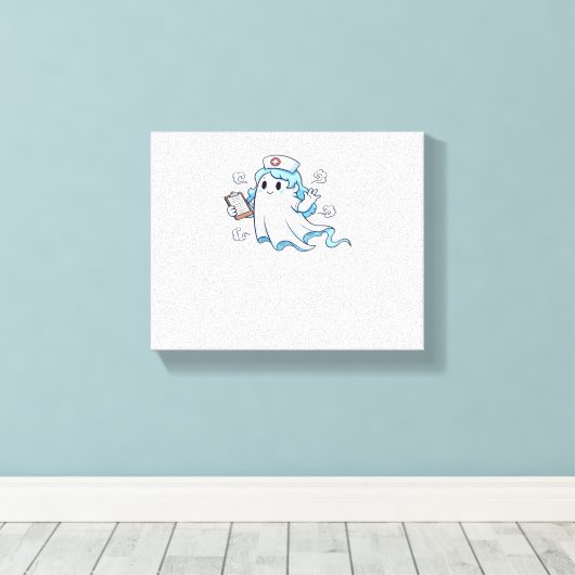 Ghost Nurse Spookily Caring en Whimically Haunt Canvas Afdruk (Insitu (Houten vloer))