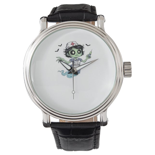 Ghost Nurse Spookily Caring en Whimically Haunt Horloge (Voorkant)