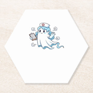 Ghost Nurse Spookily Caring en Whimically Haunt Kartonnen Onderzetters