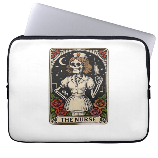 Ghost Nurse Spookily Caring en Whimically Haunt Laptop Sleeve (Voorkant)