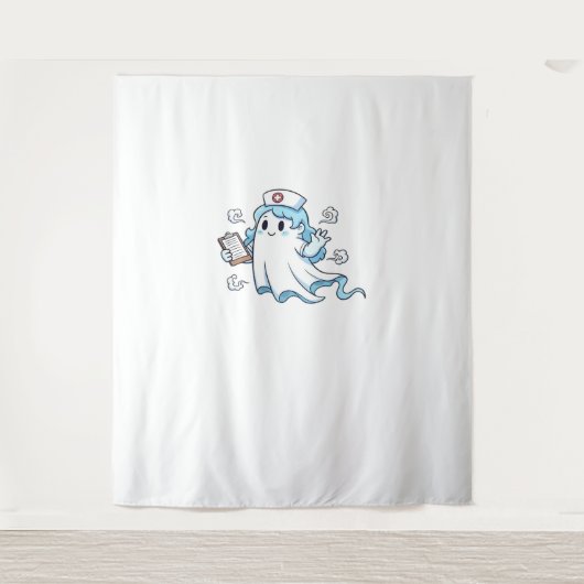 Ghost Nurse Spookily Caring en Whimically Haunt Wandkleed (Voorkant)