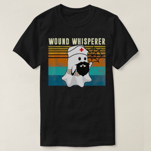 Ghost Nurse Wound Whisperer Costume Retro Hallowee T-shirt (Design voorkant)
