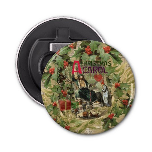 Ghost of Christmas Present Illustratie Scrooge Button Flesopener (Voorkant)