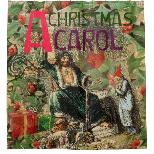 Ghost of Christmas Present Illustratie Scrooge Douchegordijn (Voorkant)