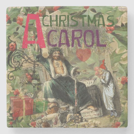 Ghost of Christmas Present Illustratie Scrooge Stenen Onderzetter (Voorkant)