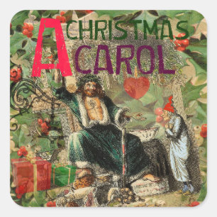 Ghost of Christmas Present Illustratie Scrooge Vierkante Sticker